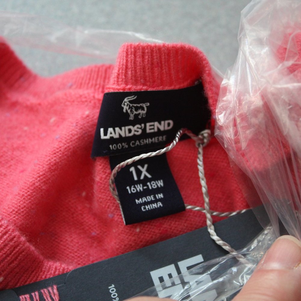 Lands End NIP Cashmere Cardigan Sweater 1X Plus